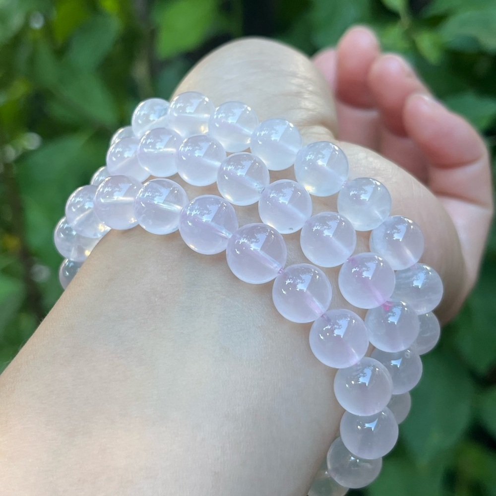 9mm stretchable high‎ quality dainty rose quartz bracelet
